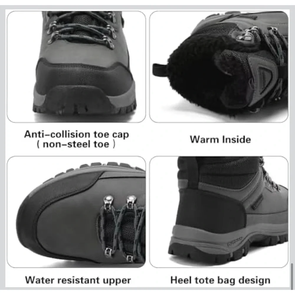 Lamincoa Mens Winter Snow Boots Grey Water Resistant Fur Lined Sz 12 NEW IN BOX